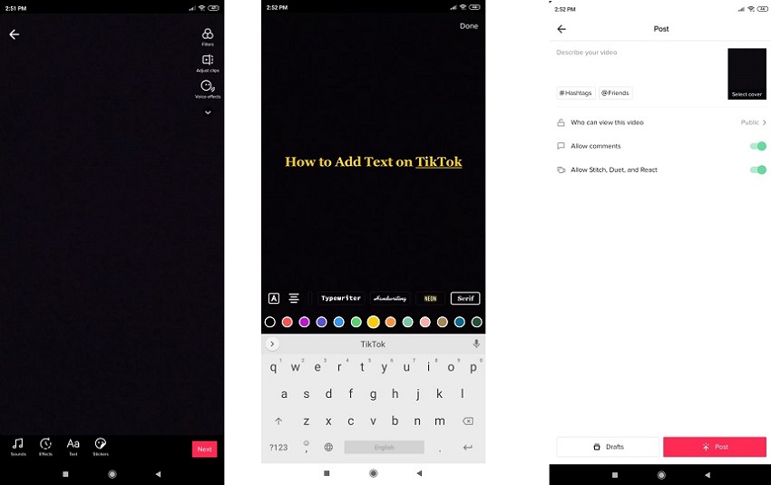 how to add text on tiktok