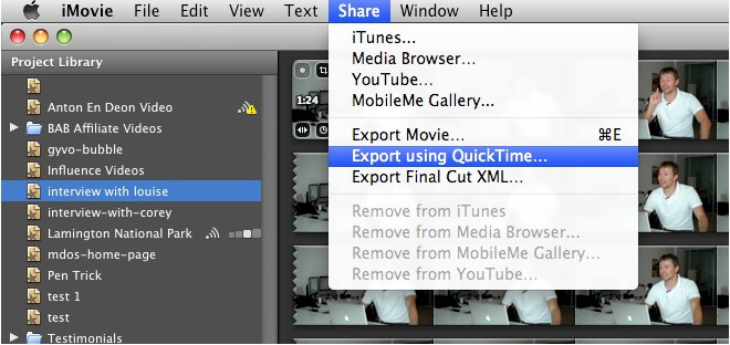 how to extract audio from video in imovie