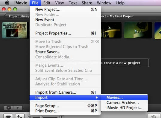 how to upload videos to imovie on mac