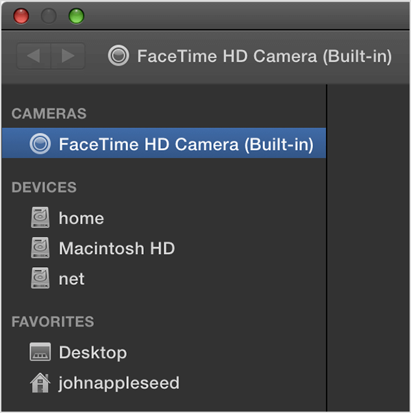 choose built in facetime camera