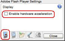 uncheck the option enable hardware acceleration